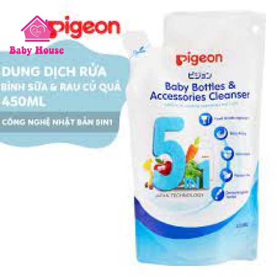 Nước rửa bình sữa rau củ Pigeon Eco 450ml túi
