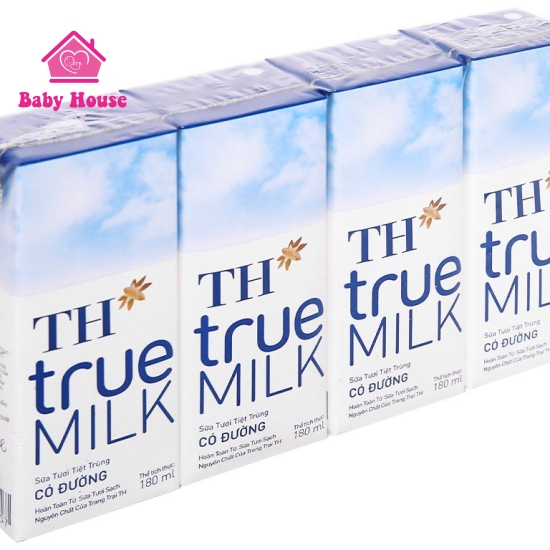 Lốc sữa TH True Milk có đường 180ml