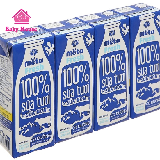 Thùng 48 hộp sữa tươi Metafresh có đường 180ml