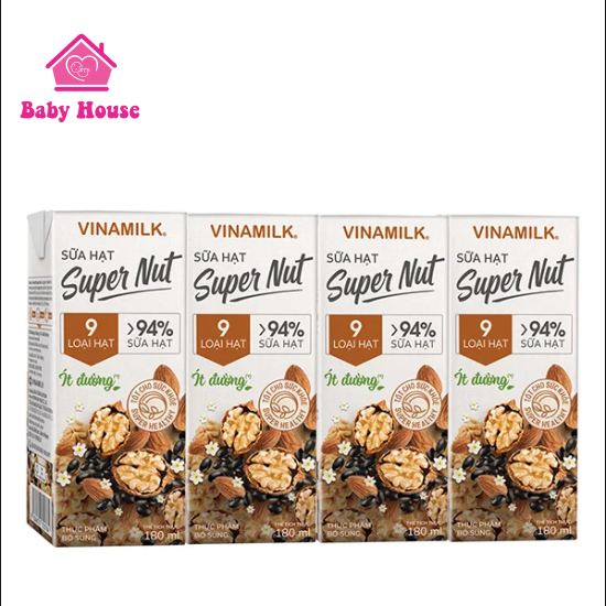 Lốc 4 hộp sữa 9 loại hạt Vinamilk Super Nut 180ml