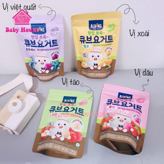 Sữa chua khô sấy lạnh Alvins cho bé 8m+ gói zip 16g (Hàn Quốc)