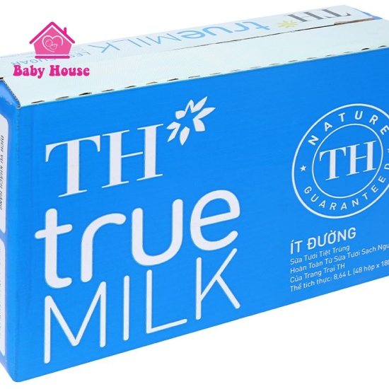 Thùng 48 hộp sữa TH True milk ít đường 180ml