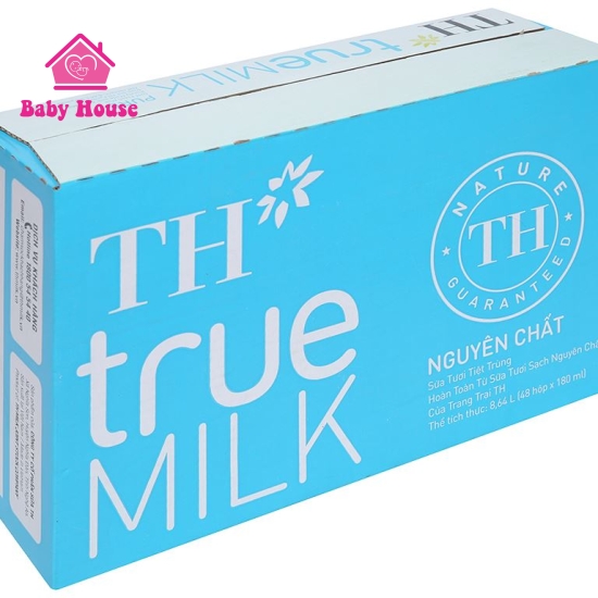 Thùng 48 hộp sữa TH True Milk nguyên chất 180ml