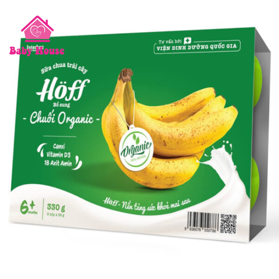 Lốc 6 hộp sữa chua Hoff chuối organic 6M+