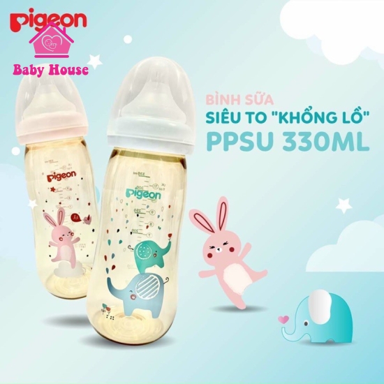 Bình sữa cổ rộng Pigeon PPSU Plus 330ml