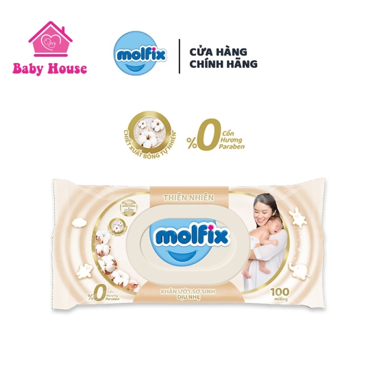 Khăn ướt Molfix không mùi sơ sinh dịu nhẹ 100 tờ