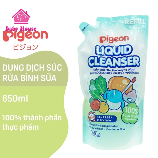 Dung dịch rửa bình và rau củ Pigeon túi 650ml