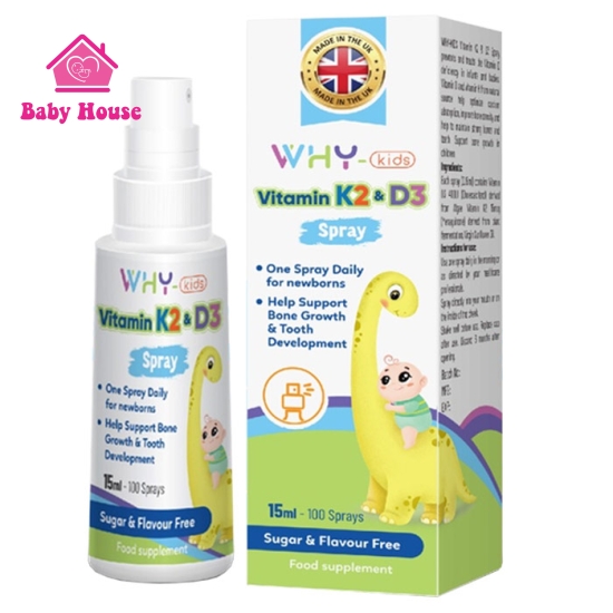 Vitamin D3K2 WHY Kids dạng xịt 15ml