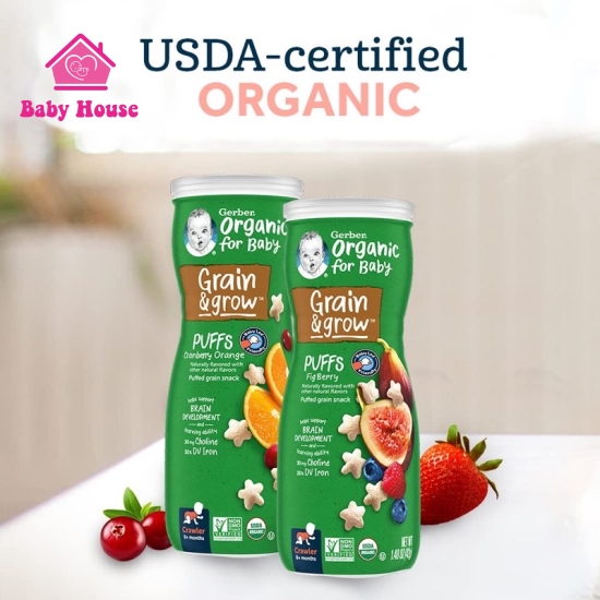 Bánh ăn dặm ngôi sao Gerber Organic nội địa Mỹ cho bé từ 8m+ - Gerber Puffs