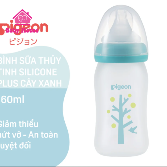 Bình sữa thuỷ tinh bọc silicon Pigeon 160ml