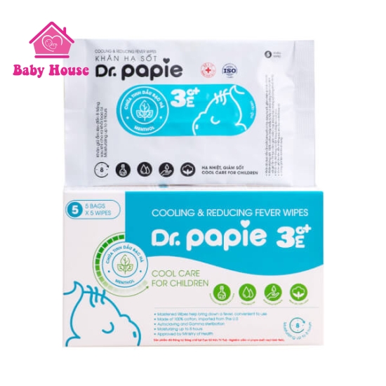 Khăn lau hạ sốt Dr. Papie 3M+