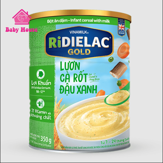 Bột ăn dặm Ridielac Gold Lươn cà rốt đậu xanh HT 350g