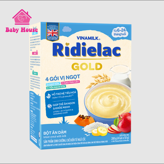 Bột ăn dặm Ridielac 4 gói vị ngọt 6M+200g