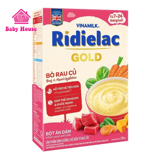 Bột Ăn Dặm Ridielac Gold Bò Rau Củ Hộp 200G (7 - 24 tháng)