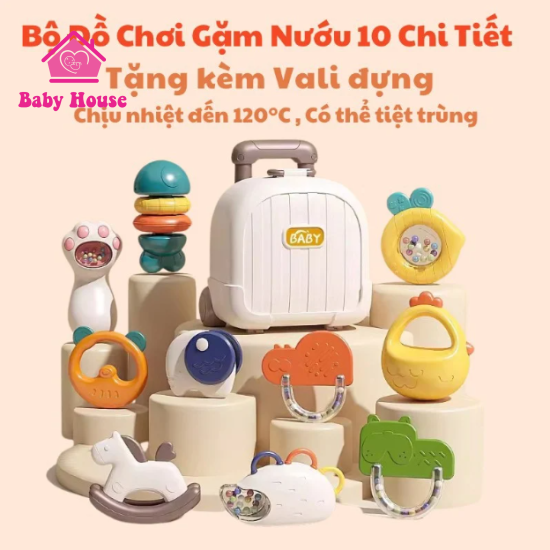 Đồ chơi gặm nướu 10 chi tiết Baby (tặng kèm vali)