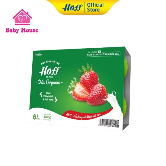 Lốc 6 hộp sữa chua Hoff dâu organic 6M+	