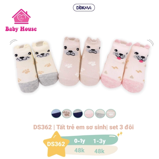 Set 3 đôi tất sơ sinh Dokma DS362