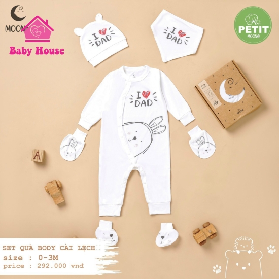 Set quà tặng sơ sinh Moon body thỏ