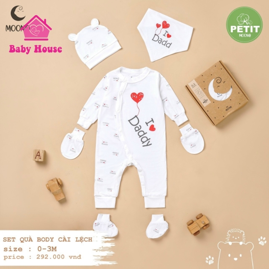 Set quà tặng sơ sinh Moon body I Love Dad