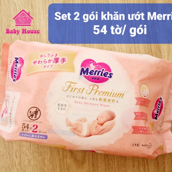 Set 2 gói khăn ướt Merries 54pcs/ gói