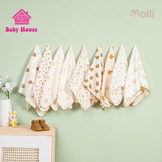 Set 3 khăn sữa yếm 2 in 1 xô mềm Molli